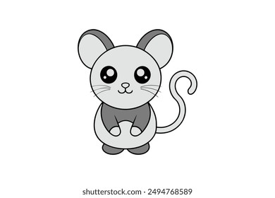 coloring page cute cartoon mouse silhouette vector illustration 