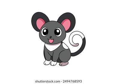 coloring page cute cartoon mouse silhouette vector illustration 