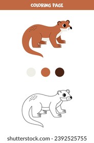  Coloring page with cute cartoon otter. Worksheet for children.