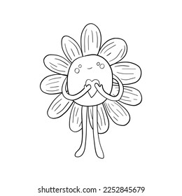 Coloring page with a cute cartoon train. Drawing poster for children. Children funny picture riddle. Coloring book for kids. Vector illustration.