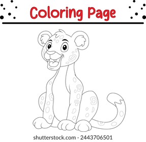 Coloring page cute cheetah sitting