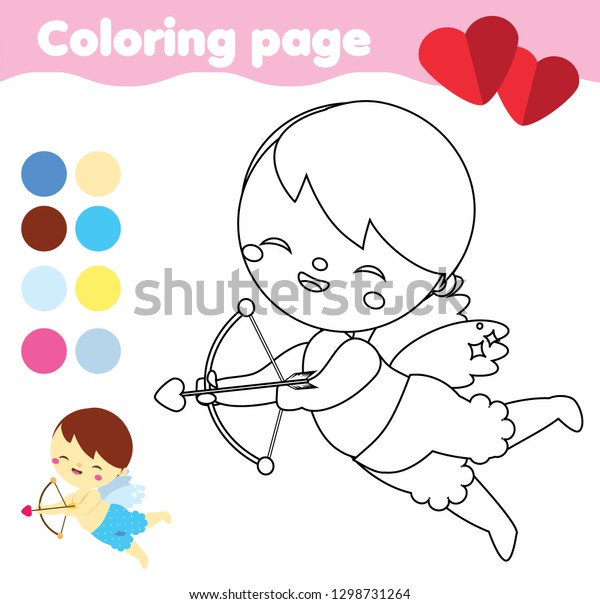 Coloring Page Cute Cupid Bow Arrow Royalty Free Stock Image