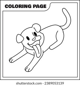 coloring page cute dog vector illustration, animal coloring page