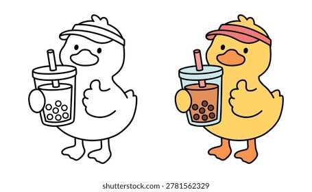 Coloring Page Cute Duck