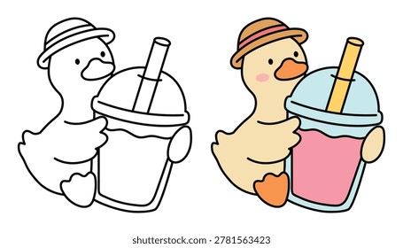 Coloring Page Cute Duck