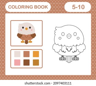 Coloring page of cute eagle suitable for preschool and kindergarten.education game for kids