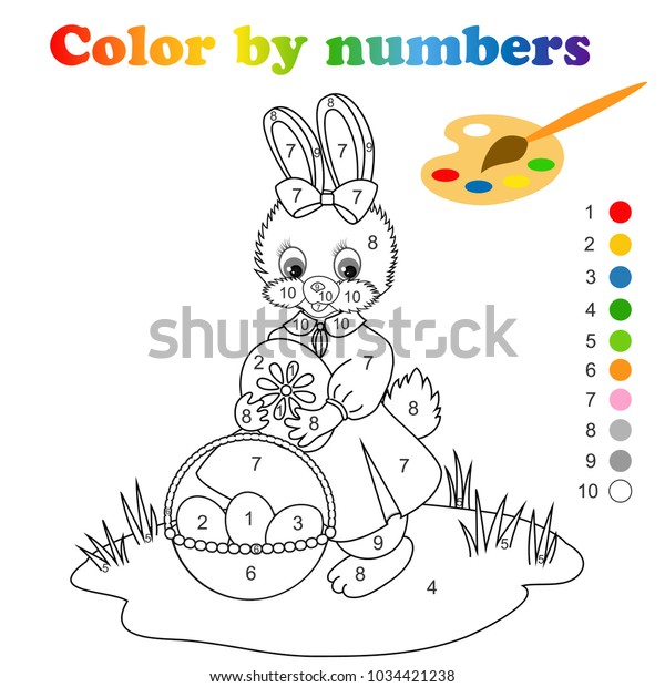 Coloring Page Cute Easter Bunny Coloring Stock Vector Royalty Free 1034421238