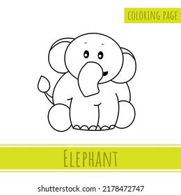 Coloring Page Of Cute Elephant. Suitable for Kids Activities
