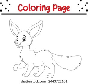 Coloring page cute fennec fox stands