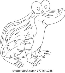 Coloring page cute frog vektor