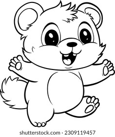  A Coloring Page of a Cute and Happy Raccoon