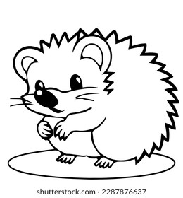 Coloring page of cute hedgehog on white background