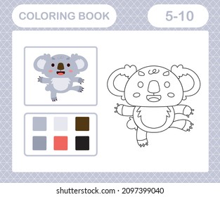 Coloring page of cute koala suitable for preschool and kindergarten.education game for kids