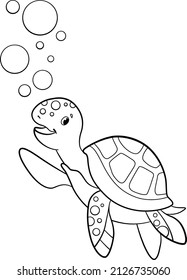 87 Swimming turtle black and white drawing with bubbles Images, Stock ...