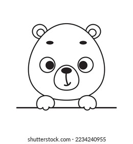 Coloring page cute little bear head. Coloring book for kids. Educational activity for preschool years kids and toddlers with cute animal. Vector stock illustration