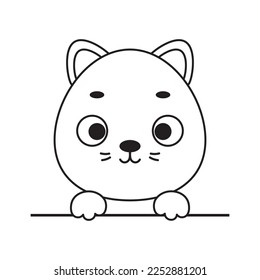 Coloring page cute little cat head. Coloring book for kids. Educational activity for preschool years kids and toddlers with cute animal. Vector stock illustration