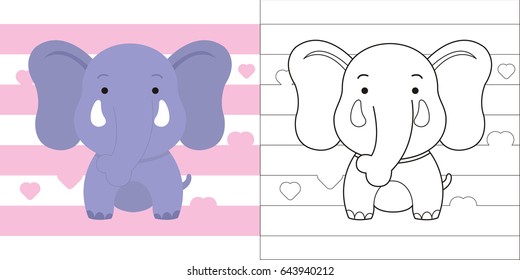 coloring page cute little elephant for education
