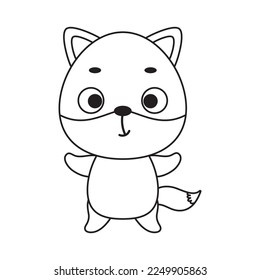 Coloring page cute little fox. Coloring book for kids. Educational activity for preschool years kids and toddlers with cute animal. Vector stock illustration