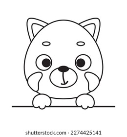 Coloring page cute little red panda head. Coloring book for kids. Educational activity for preschool years kids and toddlers with cute animal. Vector stock illustration