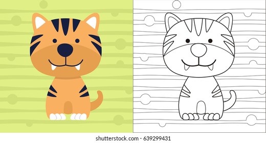 coloring page cute little tiger for education