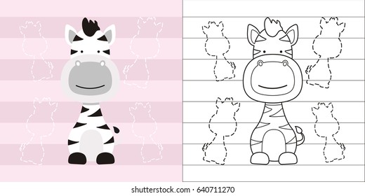 coloring page cute little zebra for education