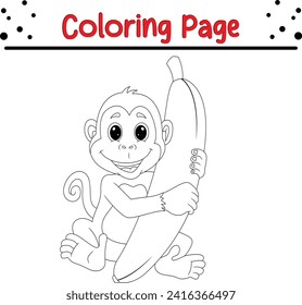 Coloring page cute monkey for kids