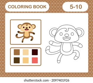 Coloring page of cute monkey suitable for preschool and kindergarten.education game for kids