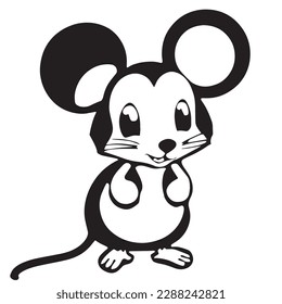 Coloring page of cute mouse on white background