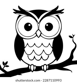 Coloring page of cute owl on white background