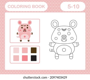 Coloring page of cute pig suitable for preschool and kindergarten.education game for kids