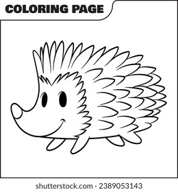 coloring page cute porcupine vector illustration, animal coloring page