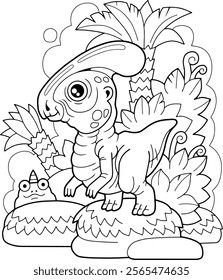 coloring page cute prehistoric dinosaur