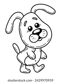 Coloring page cute puppy sketch. Animal cartoon character. Hand drawn vector illustration.