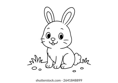 Coloring page of cute rabbit for kids coloring book