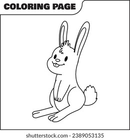 coloring page cute rabbit vector illustration, animal coloring page
