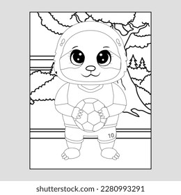 Coloring page with cute Sloth -Cute cartoon coloring page with sloth army sloth