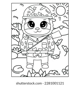 Coloring page with cute Sloth. Monochrome vector illustration with sloth. Coloring page with cute Summer Sloth.