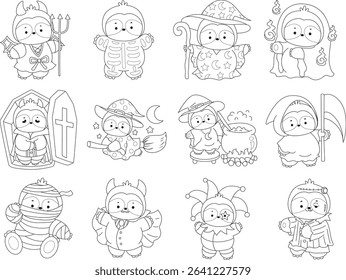 Coloring page of Cute sloth vector icon. Outline of Funny baby sloth animal. outline of happy Halloween by sloth