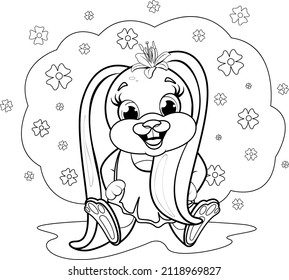 Coloring Page Gentle Cute Bunny Hold Stock Vector (Royalty Free ...