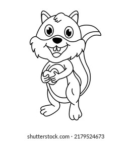 Coloring Page Cute Squirrel Vector Illustration Stock Vector (Royalty ...