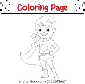 Página de Colores Niño superhéroe Cute