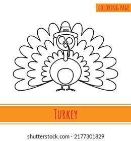 Colorante Página De La Turquía Cuta. Adecuado Para Actividades Infantiles