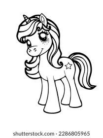 Coloring page of cute unicorn