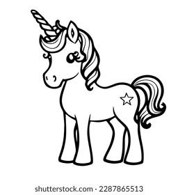 Coloring page of cute unicorn