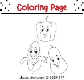 Coloring page cute vegetable cartoon character