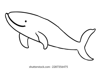 Coloring page of cute whale on white background