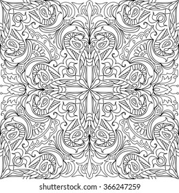 Coloring page Damask cross royal seamless pattern