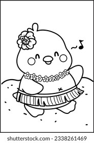 a coloring page of dancing duck 