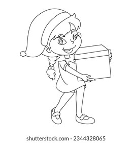 Coloring page of a decorated Christmas tree with gifts. Vector black and white illustration on white background. christmas kids pages, christmas tree, kids cristmas art cartoon, line art, coloring pag