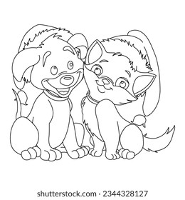 Coloring page of a decorated Christmas tree with gifts. Vector black and white illustration on white background. christmas kids pages, christmas tree, kids cristmas art cartoon, line art, coloring pag
